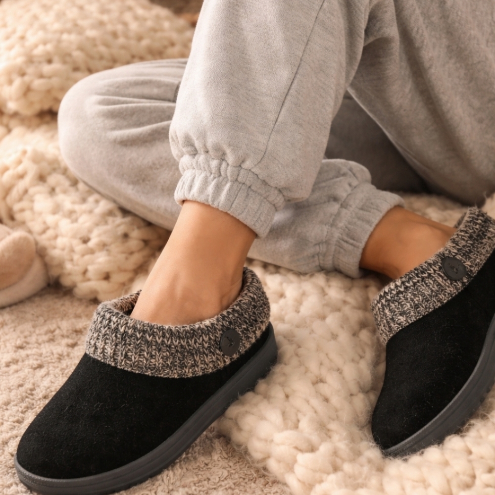 Clarks NEW Nikki Hygge Faux Fur Cozy Knit Collar Clog 7M